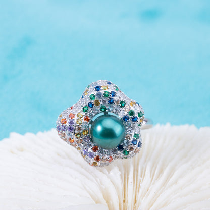 r010903 DIY 6-8mm Natural Freshwater pearl Ring accessory 925 sterling silver Adjustable size engagement jewelry ring for women