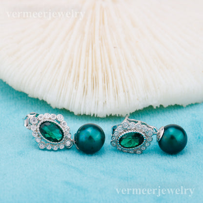 e010887 S925 pearl earring 925 sterling silver DIY 7-8mm Natural Freshwater pearl stud earring for women