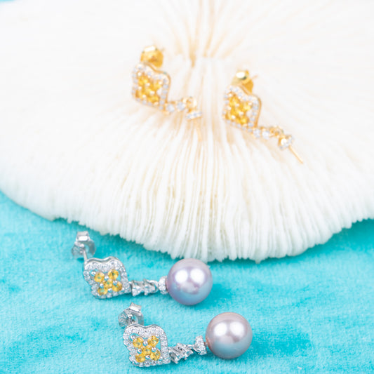 e010808 S925 pearl earring 925 sterling silver DIY 7-8mm Natural Freshwater pearl stud earring for women