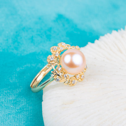 r010824 DIY 7-8mm Natural Freshwater pearl Ring accessory 925 sterling silver Adjustable size engagement jewelry ring for women