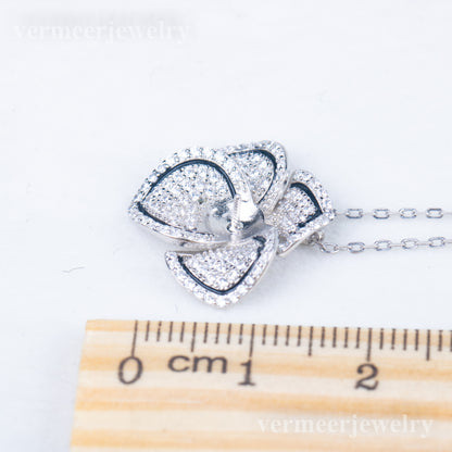 P010959 DIY 6-8mm Natural Freshwater pearl pendant accessory 925 sterling silver engagement jewelry necklace for women