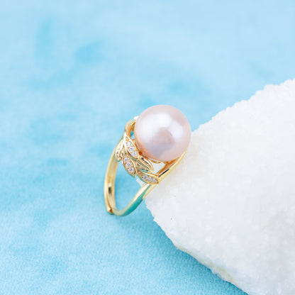 re010938 DIY 9-11mm Natural Freshwater pearl Ring accessory 925 sterling silver Adjustable size engagement ring for women