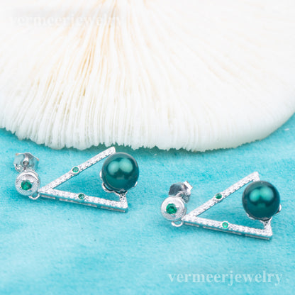 e010771 S925 pearl earring 925 sterling silver DIY 7-8mm Natural Freshwater pearl stud earring for women