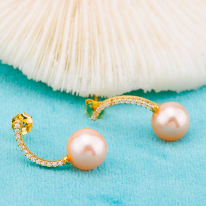 e010866 S925 pearl earring 925 sterling silver DIY 7-8mm Natural Freshwater pearl stud earring for women