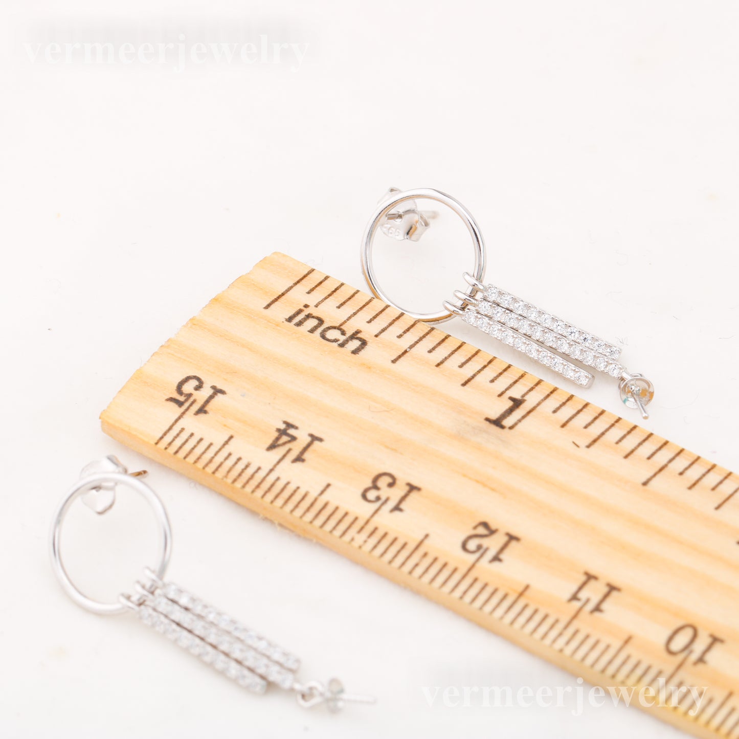 e010875 S925 pearl earring 925 sterling silver DIY 7-8mm Natural Freshwater pearl stud earring for women