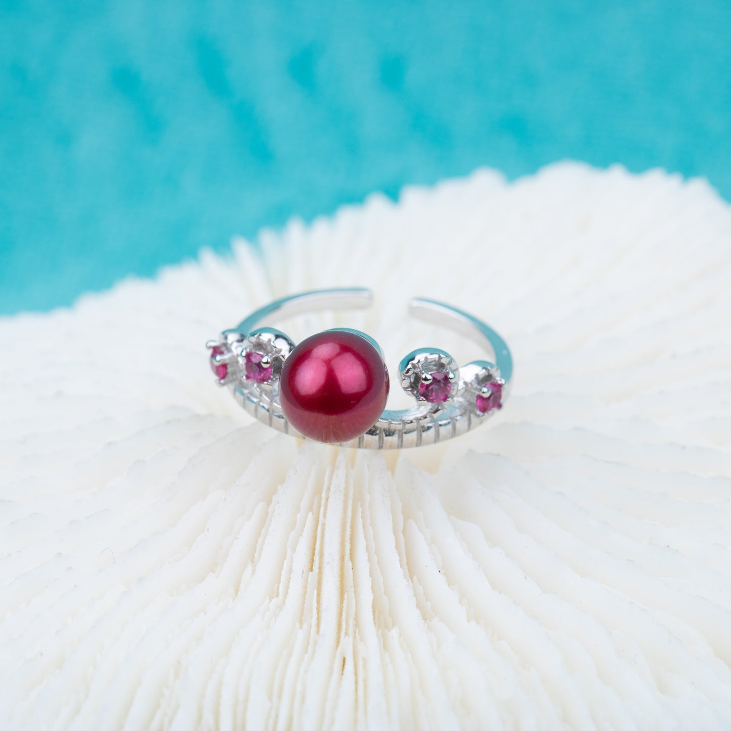 r030516 DIY 7-8mm Natural Freshwater pearl Ring accessory 925 sterling silver Adjustable size engagement jewelry ring for women