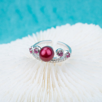 r030516 DIY 7-8mm Natural Freshwater pearl Ring accessory 925 sterling silver Adjustable size engagement jewelry ring for women