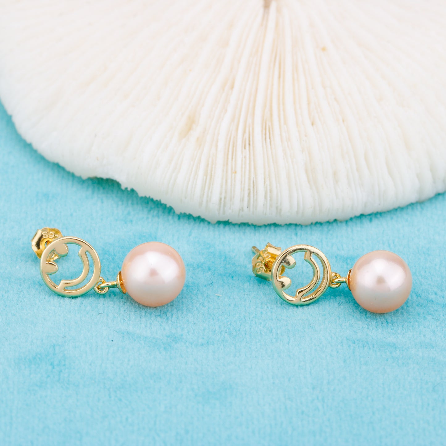 e010878 S925 pearl earring 925 sterling silver DIY 7-8mm Natural Freshwater pearl stud earring for women