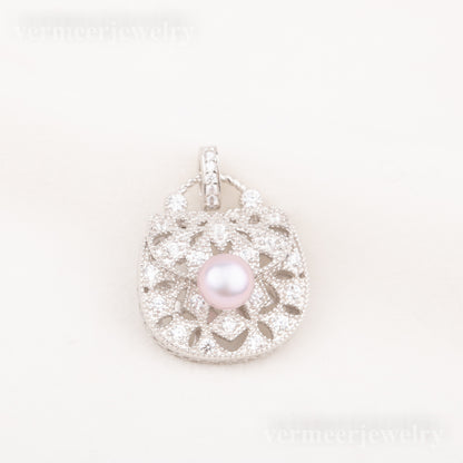 P010776 DIY 6-8mm Natural Freshwater pearl pendant accessory 925 sterling silver engagement jewelry necklace for women