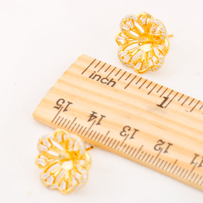 e010876 S925 pearl earring 925 sterling silver DIY 7-8mm Natural Freshwater pearl stud earring for women