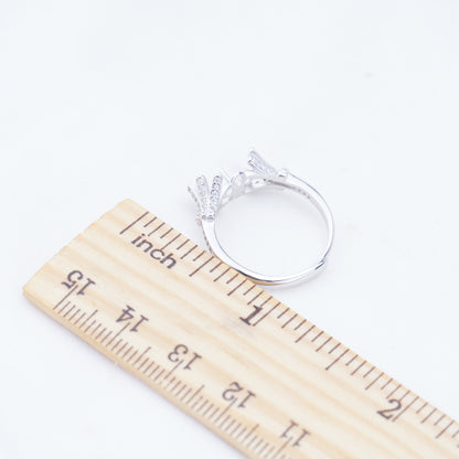 re010935 DIY 9-11mm Natural Freshwater pearl Ring accessory 925 sterling silver Adjustable size engagement ring for women