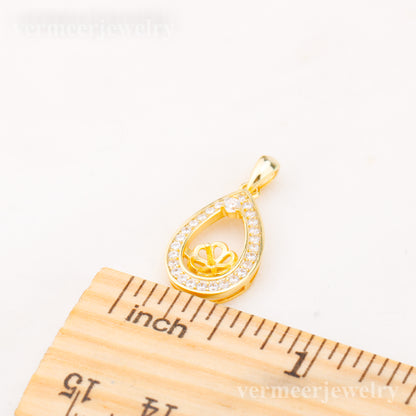 P01012 DIY 6-8mm Natural Freshwater pearl pendant accessory 925 sterling silver engagement jewelry necklace for women