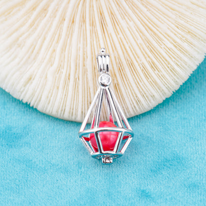 C030104 sterling silver Freshwater pearl cage pendant necklace jewelry locket for pearl party