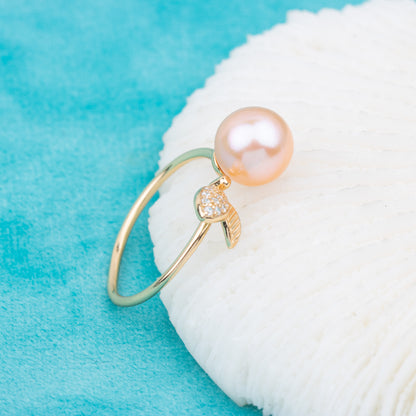 r010802 DIY 7-8mm Natural Freshwater pearl Ring accessory 925 sterling silver Adjustable size engagement jewelry ring for women