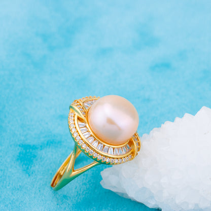 re010915 DIY 9-11mm Natural Freshwater pearl Ring accessory 925 sterling silver Adjustable size engagement ring for women