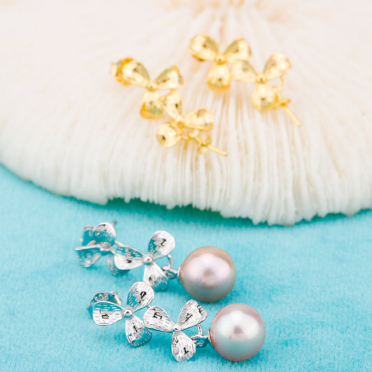 e010849 S925 pearl earring 925 sterling silver DIY 7-8mm Natural Freshwater pearl stud earring for women