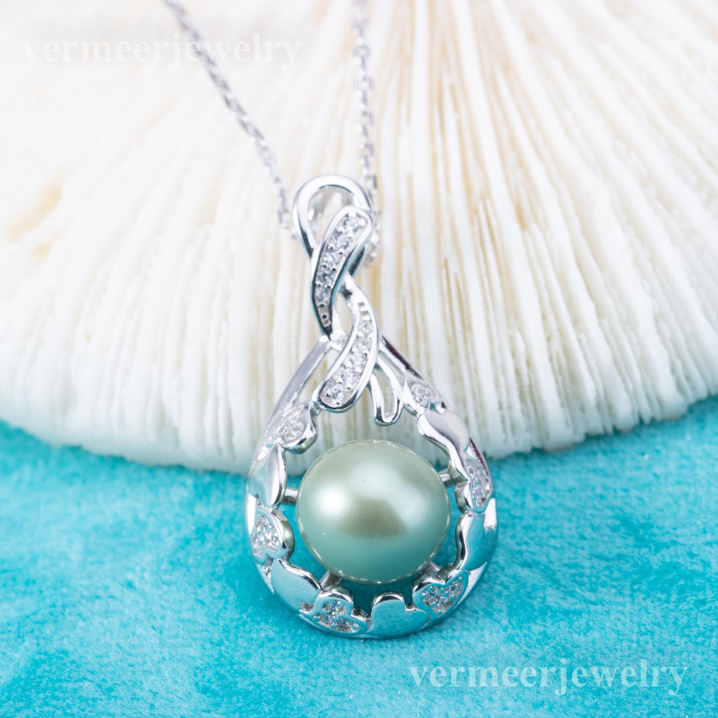 P010989 DIY 6-8mm Natural Freshwater pearl pendant accessory 925 sterling silver engagement jewelry necklace for women