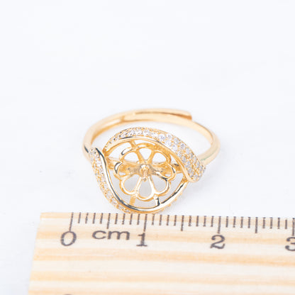 re010837DIY 9-11mm Natural Freshwater pearl Ring accessory 925 sterling silver Adjustable size engagement jewelry ring for women