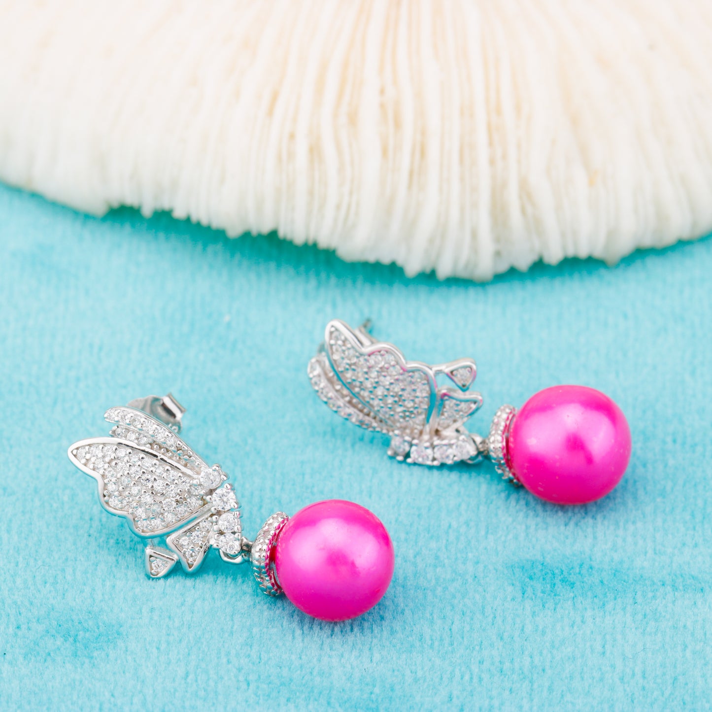 e010861 S925 pearl earring 925 sterling silver DIY 7-8mm Natural Freshwater pearl stud earring for women