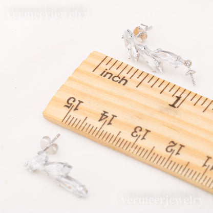 e010854 S925 pearl earring 925 sterling silver DIY 7-8mm Natural Freshwater pearl stud earring for women