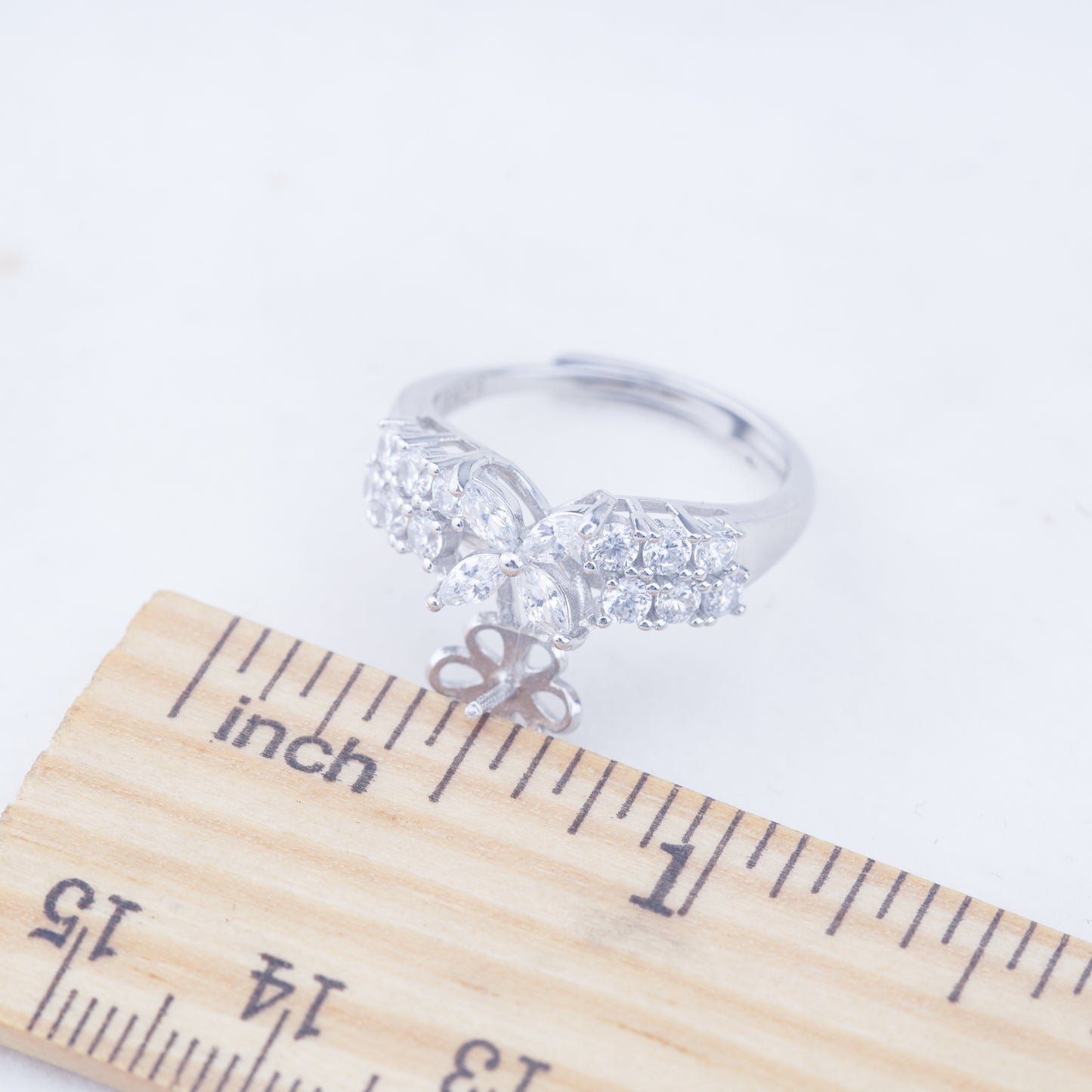 r010949 DIY 6-8mm Natural Freshwater pearl Ring accessory 925 sterling silver Adjustable size engagement jewelry ring for women