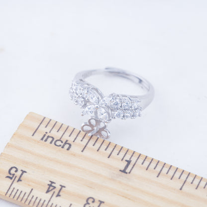 r010949 DIY 6-8mm Natural Freshwater pearl Ring accessory 925 sterling silver Adjustable size engagement jewelry ring for women