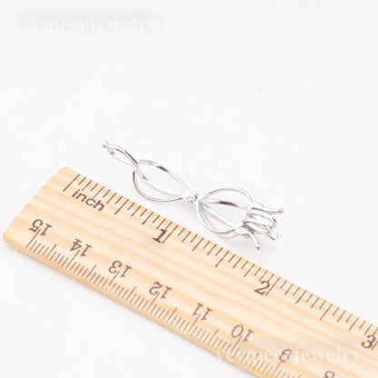 C030102 sterling silver Freshwater pearl cage pendant necklace jewelry locket for pearl party