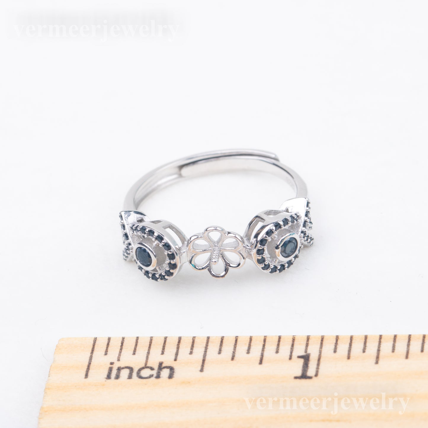 r070863DIY 6-8mm Natural Freshwater pearl Ring accessory 925 sterling silver Adjustable size engagement jewelry ring for women