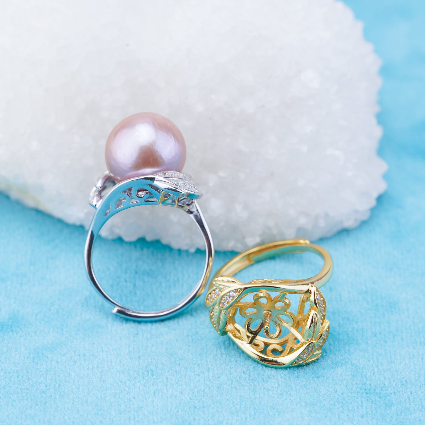 re010938 DIY 9-11mm Natural Freshwater pearl Ring accessory 925 sterling silver Adjustable size engagement ring for women