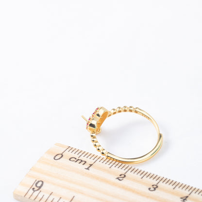 r010869 DIY 6-8mm Natural Freshwater pearl Ring accessory 925 sterling silver Adjustable size engagement jewelry ring for women