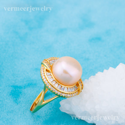 re010915 DIY 9-11mm Natural Freshwater pearl Ring accessory 925 sterling silver Adjustable size engagement ring for women
