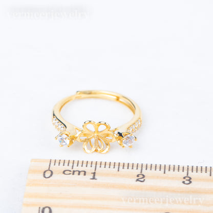 re010844DIY 9-11mm Natural Freshwater pearl Ring accessory 925 sterling silver Adjustable size engagement jewelry ring for women