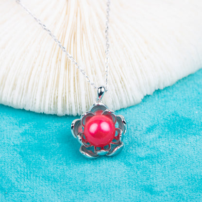 P040954 DIY 6-8mm Natural Freshwater pearl pendant accessory 925 sterling silver engagement jewelry necklace for women