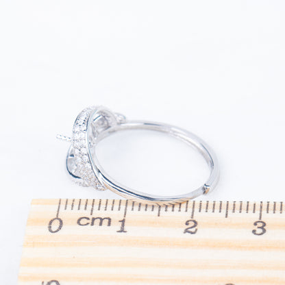 re010837DIY 9-11mm Natural Freshwater pearl Ring accessory 925 sterling silver Adjustable size engagement jewelry ring for women