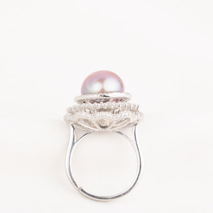 re010640 DIY 9-11mm Natural Freshwater pearl Ring accessory 925 sterling silver Adjustable size engagement ring for women