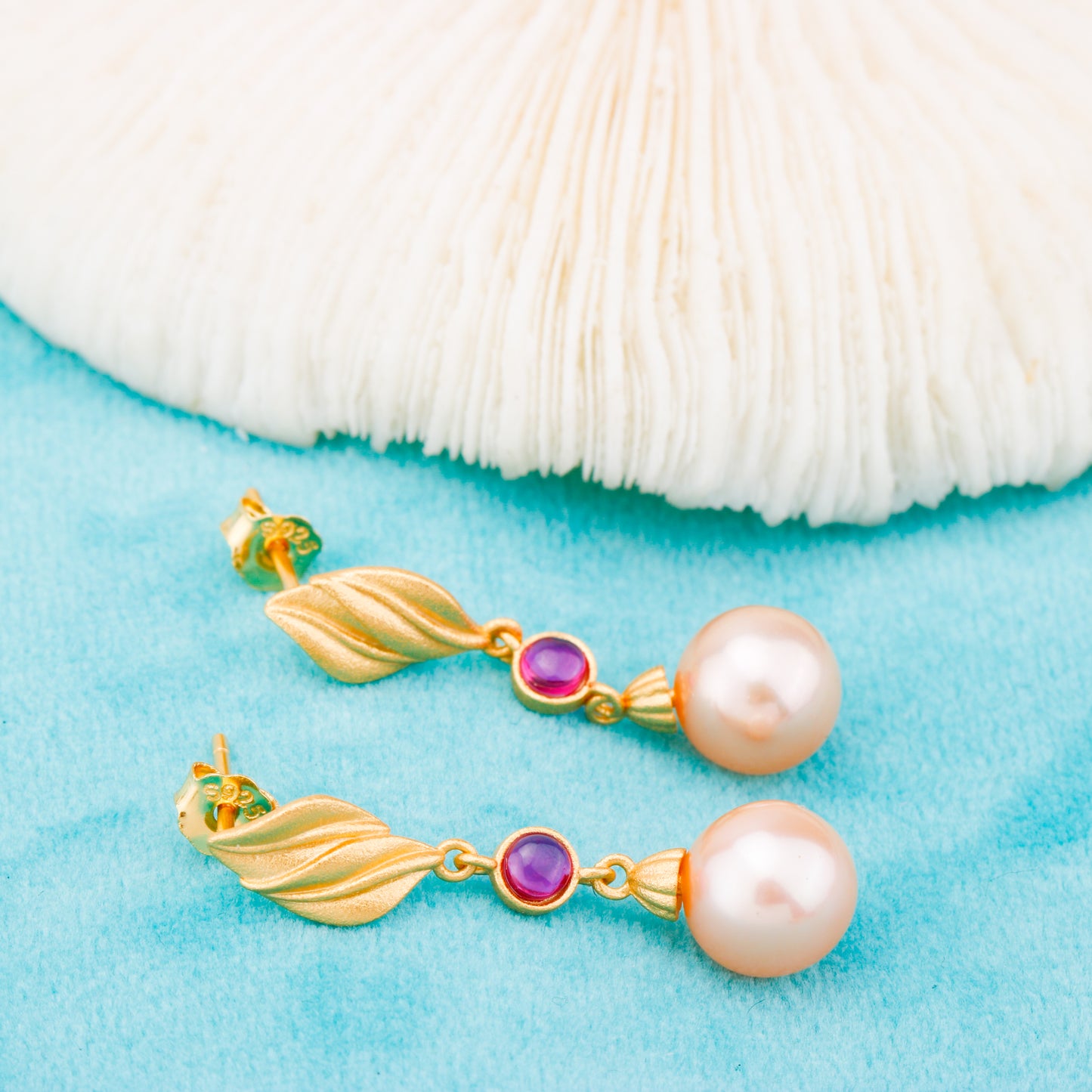 e010847 S925 pearl earring 925 sterling silver DIY 7-8mm Natural Freshwater pearl stud earring for women