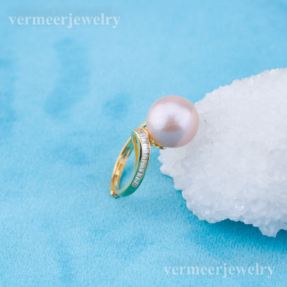 re010960 DIY 9-11mm Natural Freshwater pearl Ring accessory 925 sterling silver Adjustable size engagement ring for women
