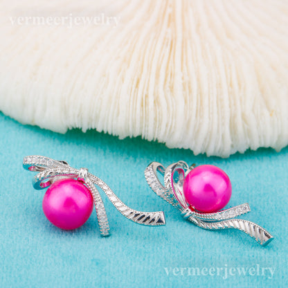 e010853 S925 pearl earring 925 sterling silver DIY 7-8mm Natural Freshwater pearl stud earring for women