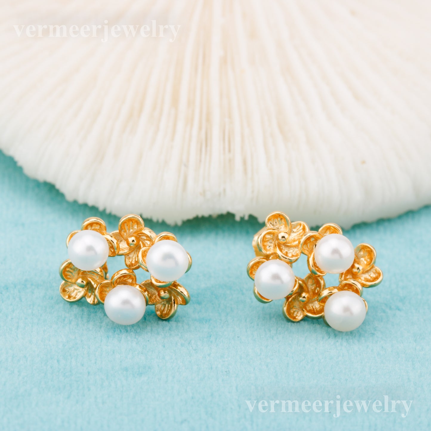 e010874 S925 pearl earring 925 sterling silver DIY 3-4mm Natural Freshwater pearl stud earring for women