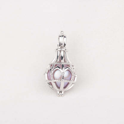 C030074 sterling silver round shape Freshwater pearl cage pendant necklace jewelry locket for pearl party