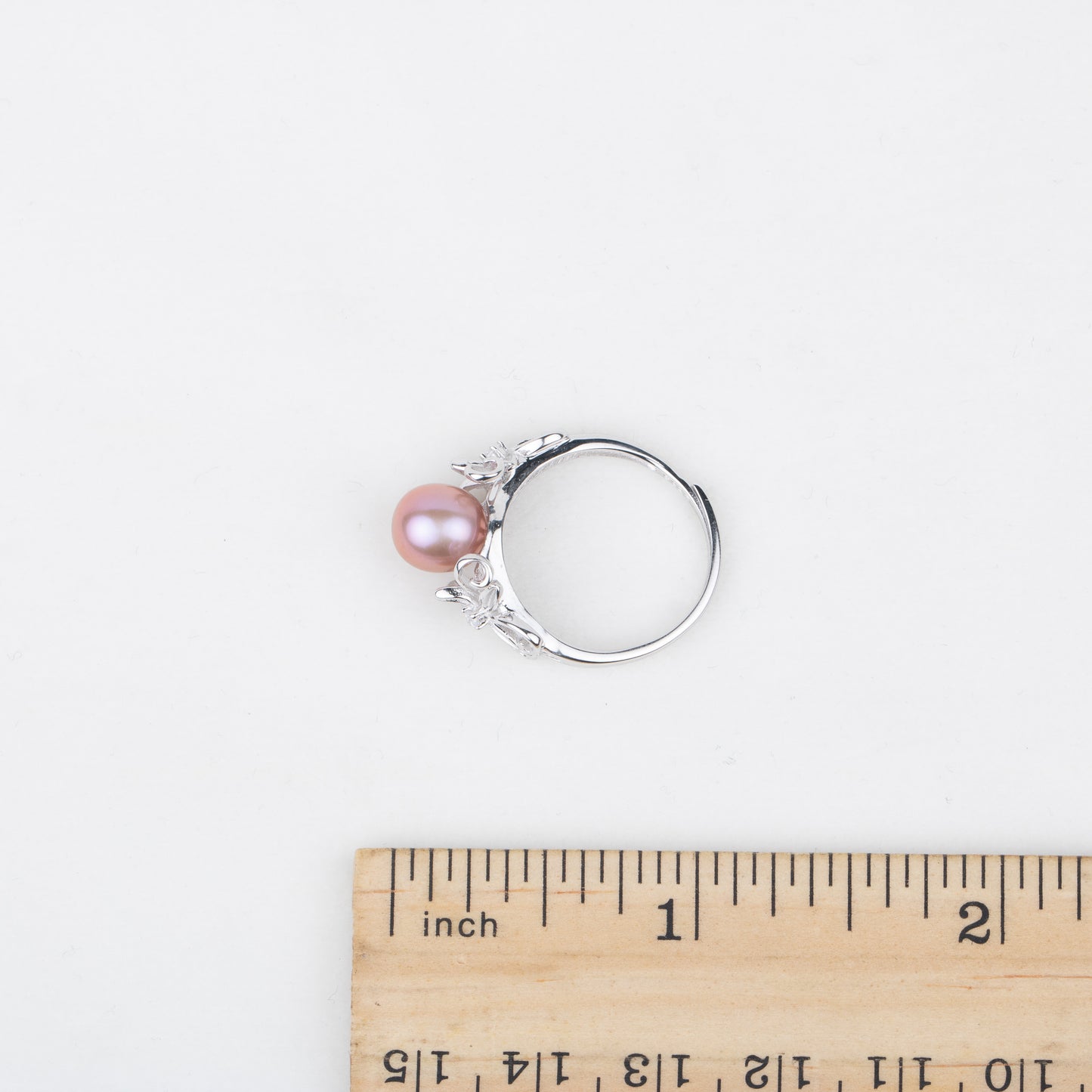 r030542 DIY 7-8mm Natural Freshwater pearl Ring accessory 925 sterling silver Adjustable size engagement jewelry ring for women