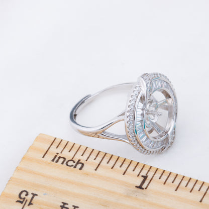 re010915 DIY 9-11mm Natural Freshwater pearl Ring accessory 925 sterling silver Adjustable size engagement ring for women