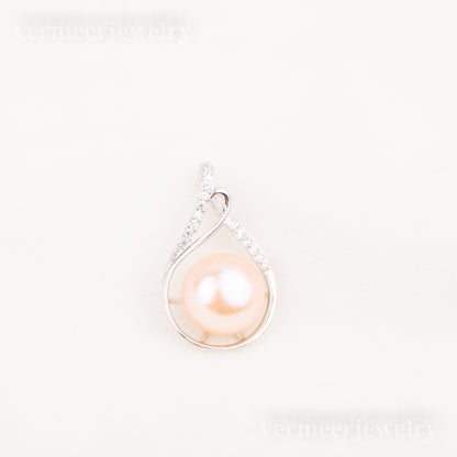 P010783 DIY 9-12mm Natural Freshwater pearl pendant accessory 925 sterling silver engagement jewelry necklace for women