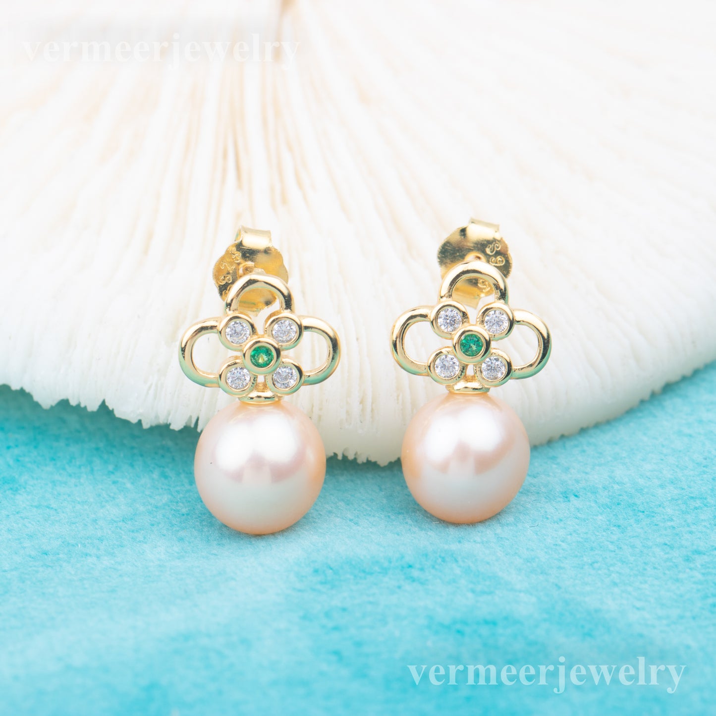 e010750 S925 pearl earring 925 sterling silver DIY 7-8mm Natural Freshwater pearl stud earring for women