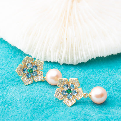 e010834 S925 pearl earring 925 sterling silver DIY 7-8mm Natural Freshwater pearl stud earring for women