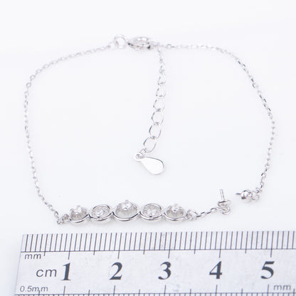 b010193 DIY 7-8mm Natural Freshwater pearl bracelet accessory 925 sterling silver adjustable chain bracelet for women