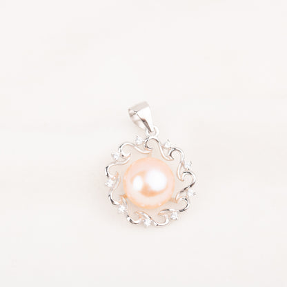 Pe010790 DIY 9-12mm Natural Freshwater pearl pendant accessory 925 sterling silver engagement jewelry necklace for women