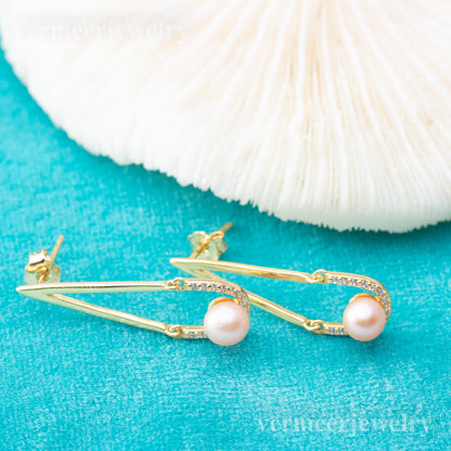 e010828S925 pearl earring 925 sterling silver DIY 3-4mm Natural Freshwater pearl stud earring for women