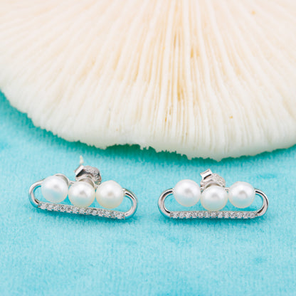 e010871 S925 pearl earring 925 sterling silver DIY 3-4mm Natural Freshwater pearl stud earring for women