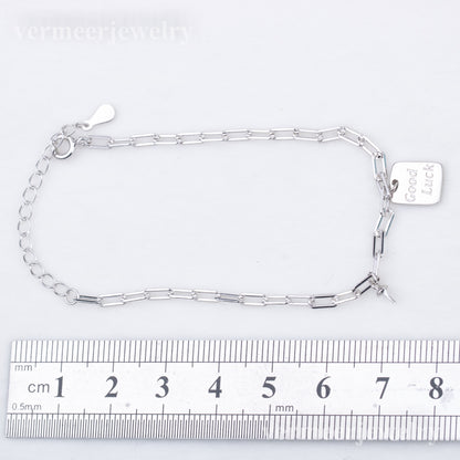 b010213  DIY 7-8mm Natural Freshwater pearl bracelet accessory 925 sterling silver adjustable chain bracelet for women